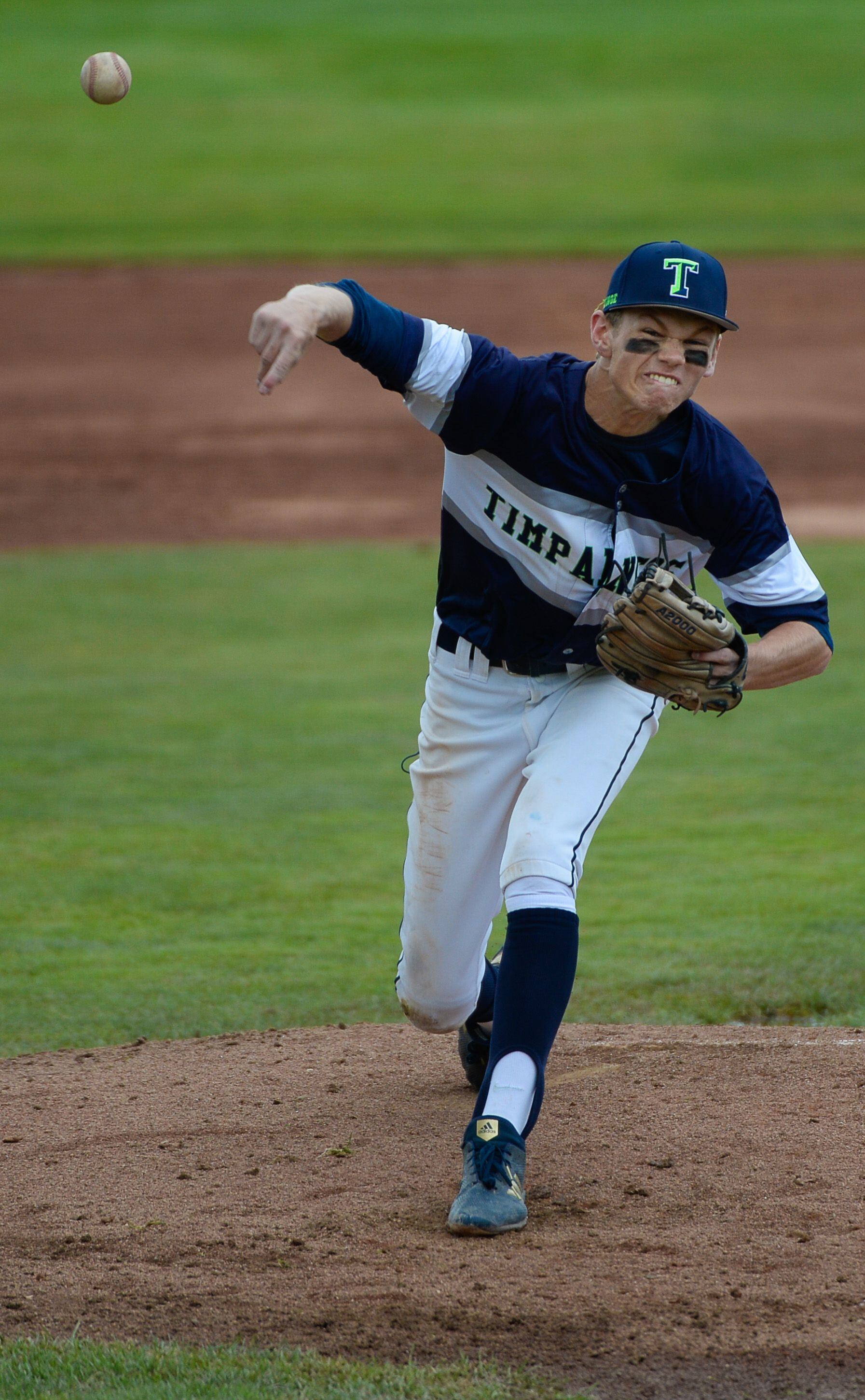 (Francisco Kjolseth | The Salt Lake Tribune) Carter Wilde pithes the first round against Cottonwood during the 5A baseball championship game at UCCU Stadium on the UVU campus in Orem, Friday, May 24, 2019.