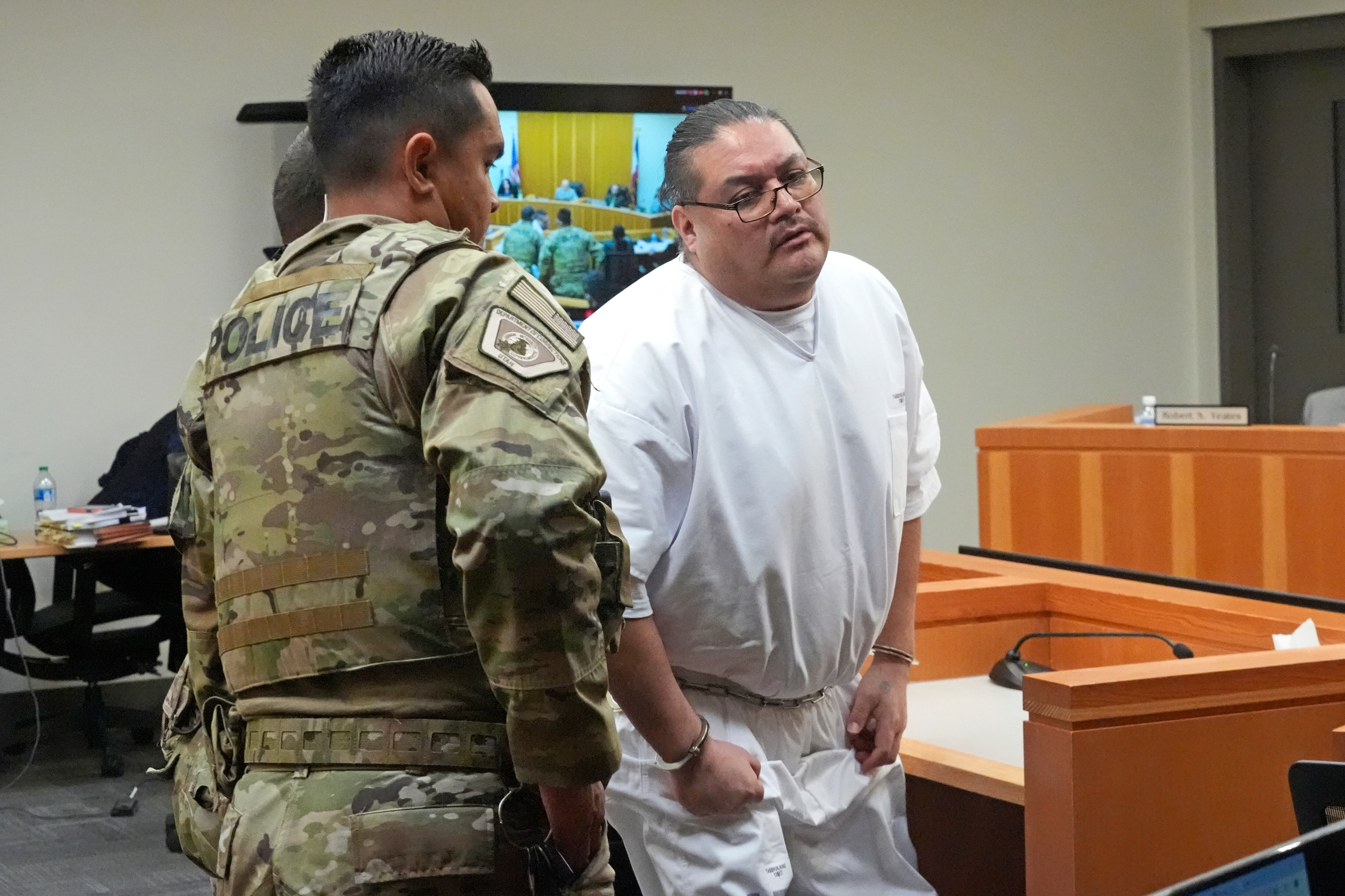 (Rick Bowmer | AP) Death row inmate Taberon Honie stands up as he leaves the Utah Board of Pardons commutation hearing Tuesday, July 23, 2024, at the Utah State Correctional Facility, in Salt Lake City.