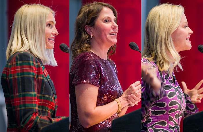 (Trent Nelson  |  The Salt Lake Tribune) Emily Bell McCormick, Mary Catherine Perry and Kristin Andrus of The Policy Project at the NewsMaker Awards  in Salt Lake City on Thursday, Nov. 16, 2023.