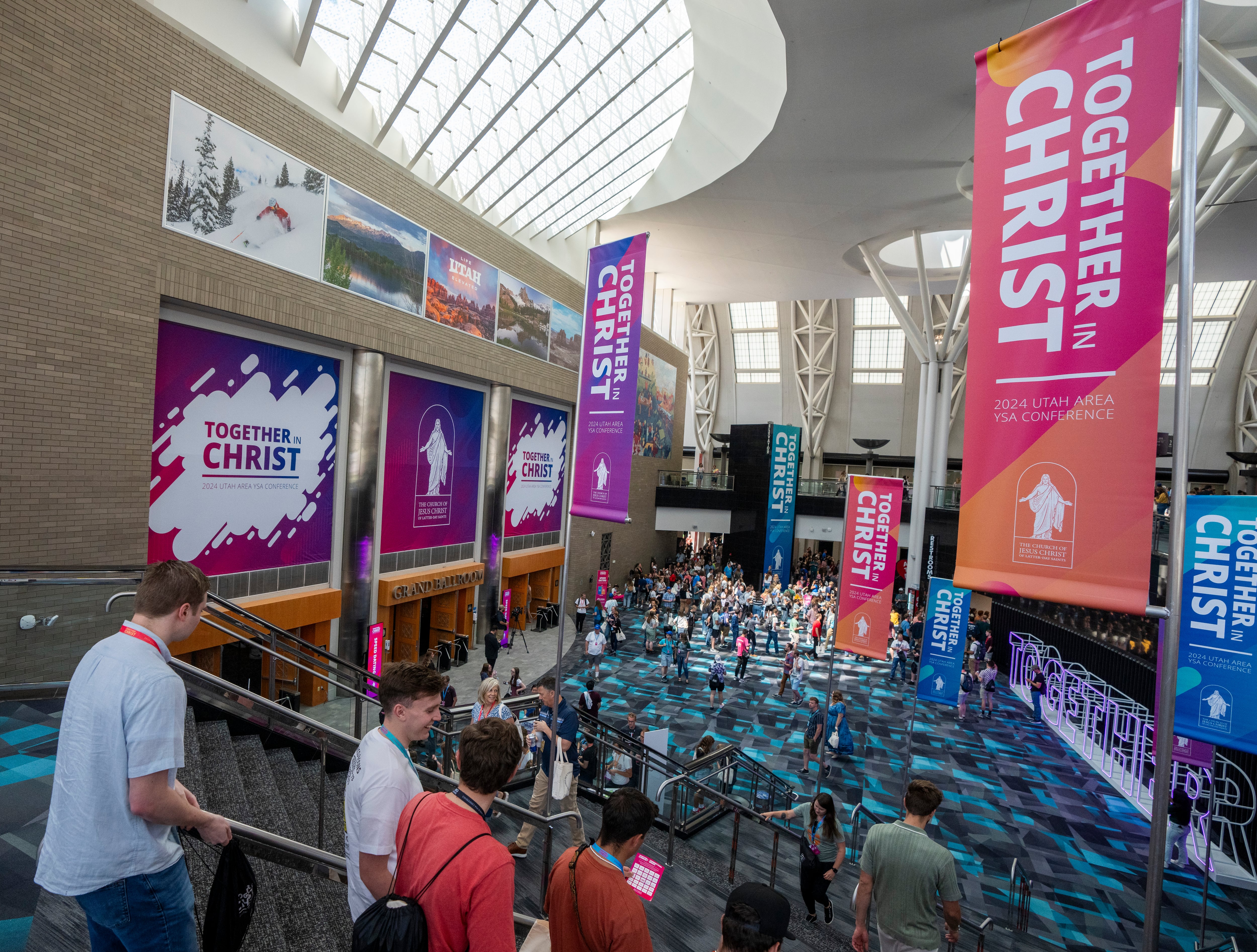 (Rick Egan | The Salt Lake Tribune) Participants gather at the Salt Palace for the 2024 Utah YSA Conference on Friday, Aug. 2, 2024.
