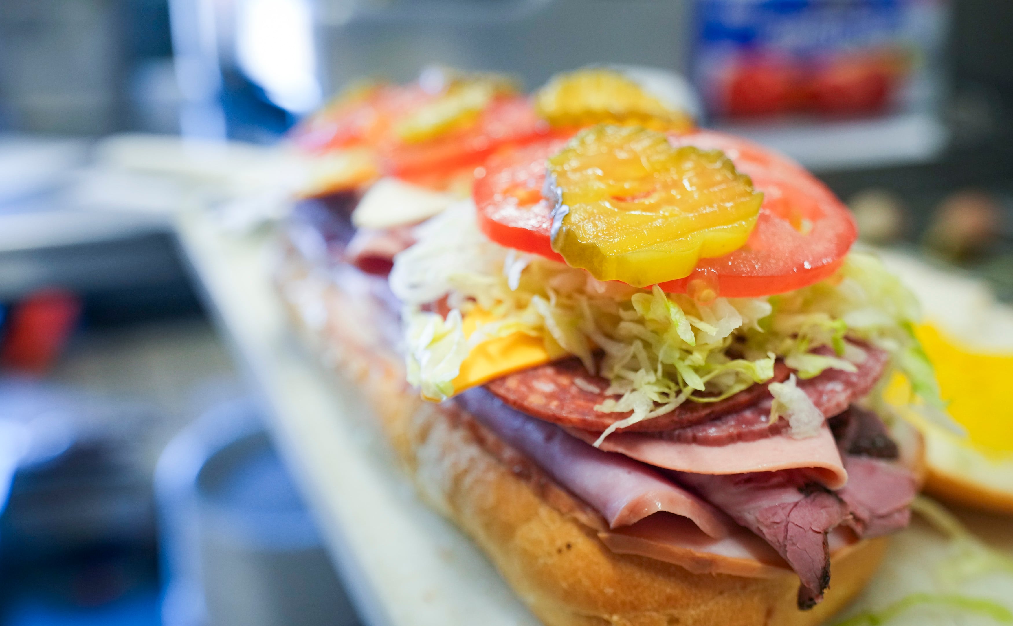 (Bethany Baker | The Salt Lake Tribune) The "Jeepers" sandwich as it is prepared at That Sandwich Shop in Salt Lake City on Aug. 5, 2024.