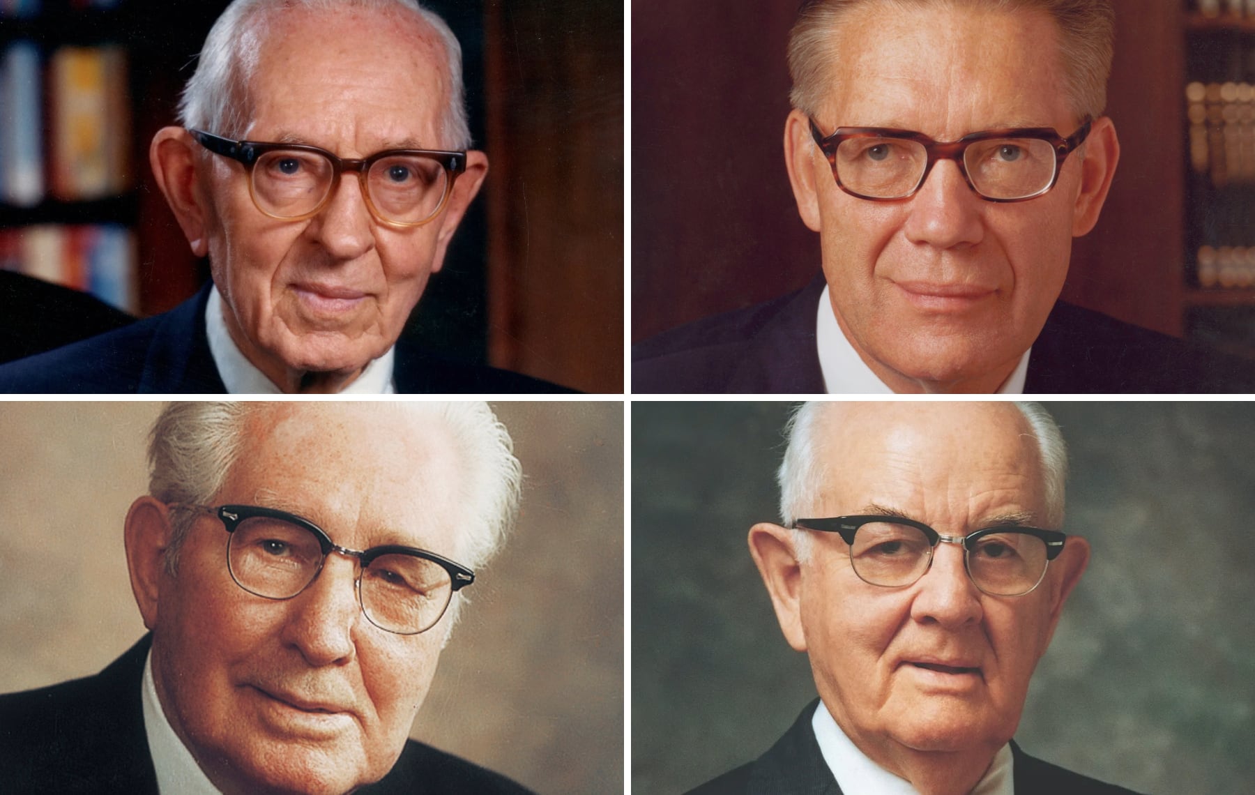 (Salt Lake Tribune archives) The tug-of-war over the priesthood/temple ban against Black Latter-day Saints involved top church leaders, including, clockwise from top left, President Joseph Fielding Smith; his son-in-law apostle Bruce R. McConkie; President Spencer W. Kimball; and apostle Hugh B. Brown.