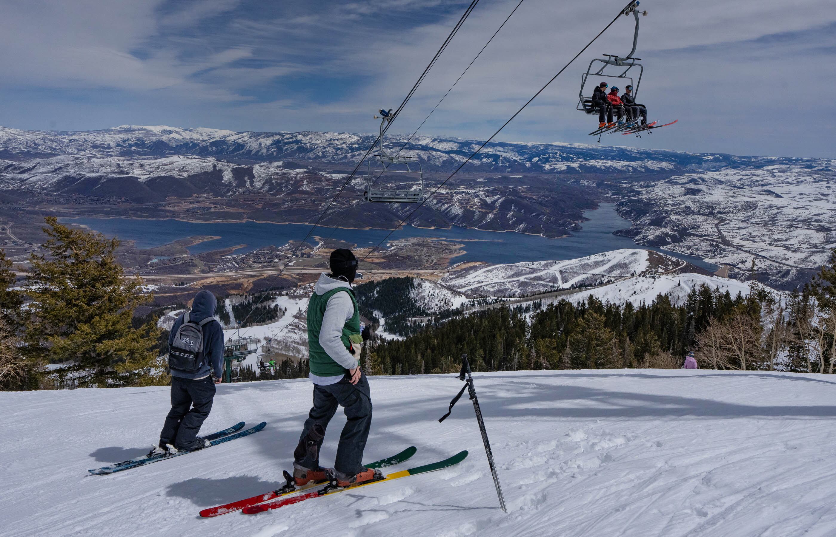 (Francisco Kjolseth | The Salt Lake Tribune) Skiers at Deer Valley overlook some of the area that will soon be added to their skiable terrain on Thursday, April 4, 2024. 