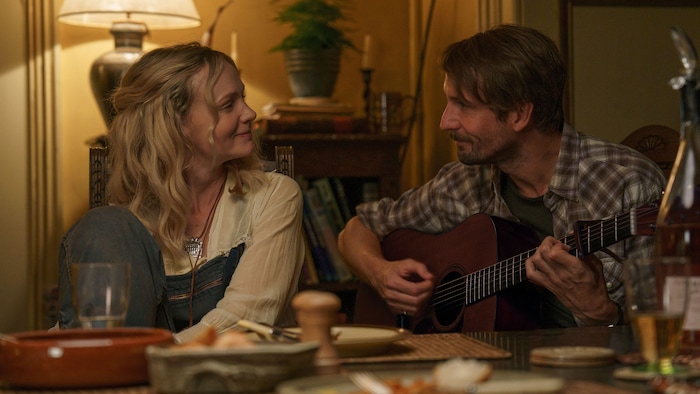 (Alistair Heap  |  Sundance Institute) Carey Mulligan, left, and Tom Basden star in director James Griffiths' "The Ballad of Wallis Island," an official selection of the 2025 Sundance Film Festival, in the Premieres program.