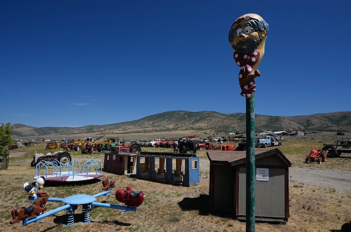 (Francisco Kjolseth  | The Salt Lake Tribune) American memorabilia extends into the fields at the Richard W. Erickson Foundation Power Show & Museum in Wallsburg, Utah on Tuesday, Aug. 6, 2024.