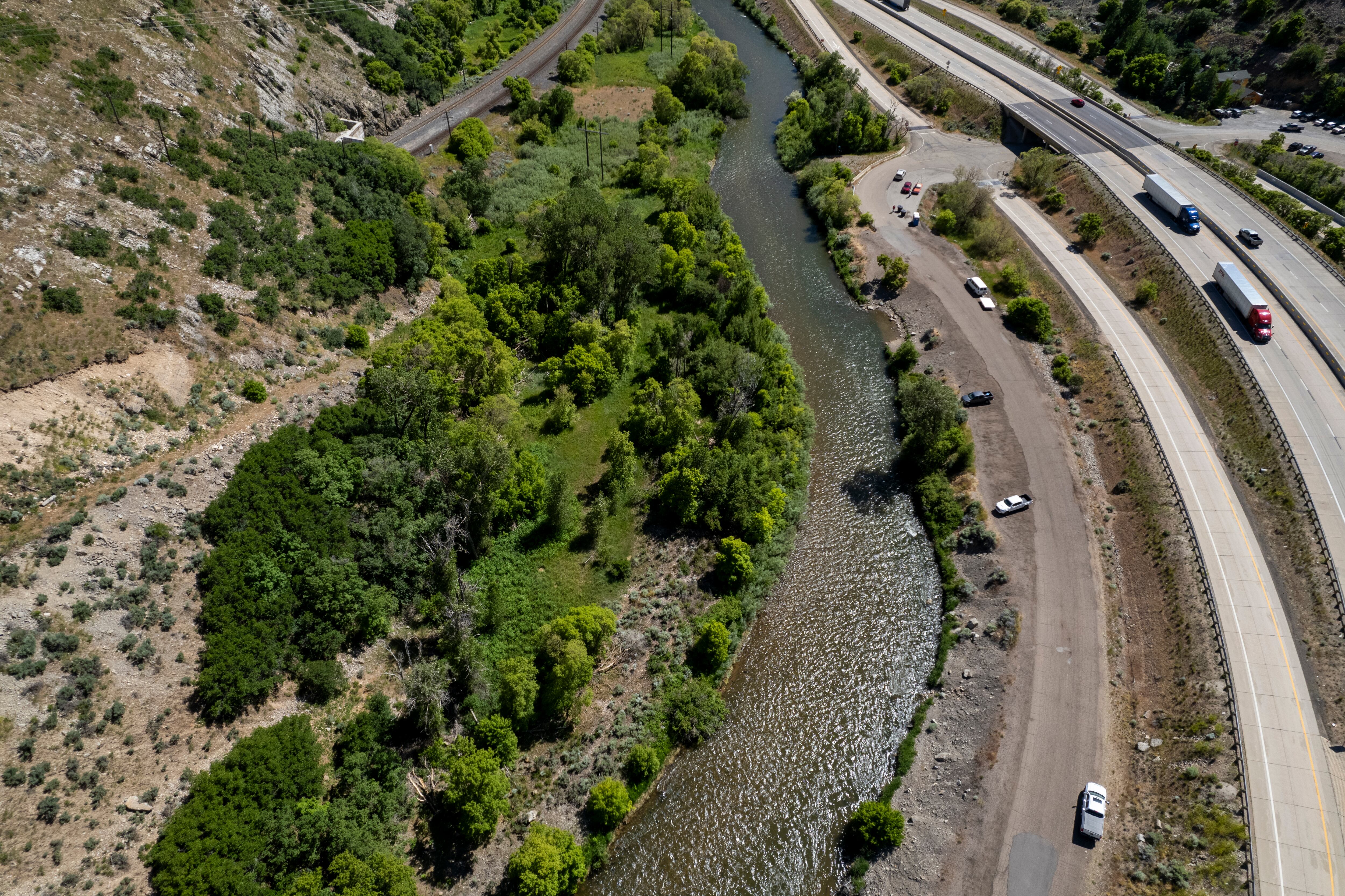 (Rick Egan | The Salt Lake Tribune) The Taggart takeout point of the Hen-Tag section of the Weber River, on Friday, June 21, 2024.
