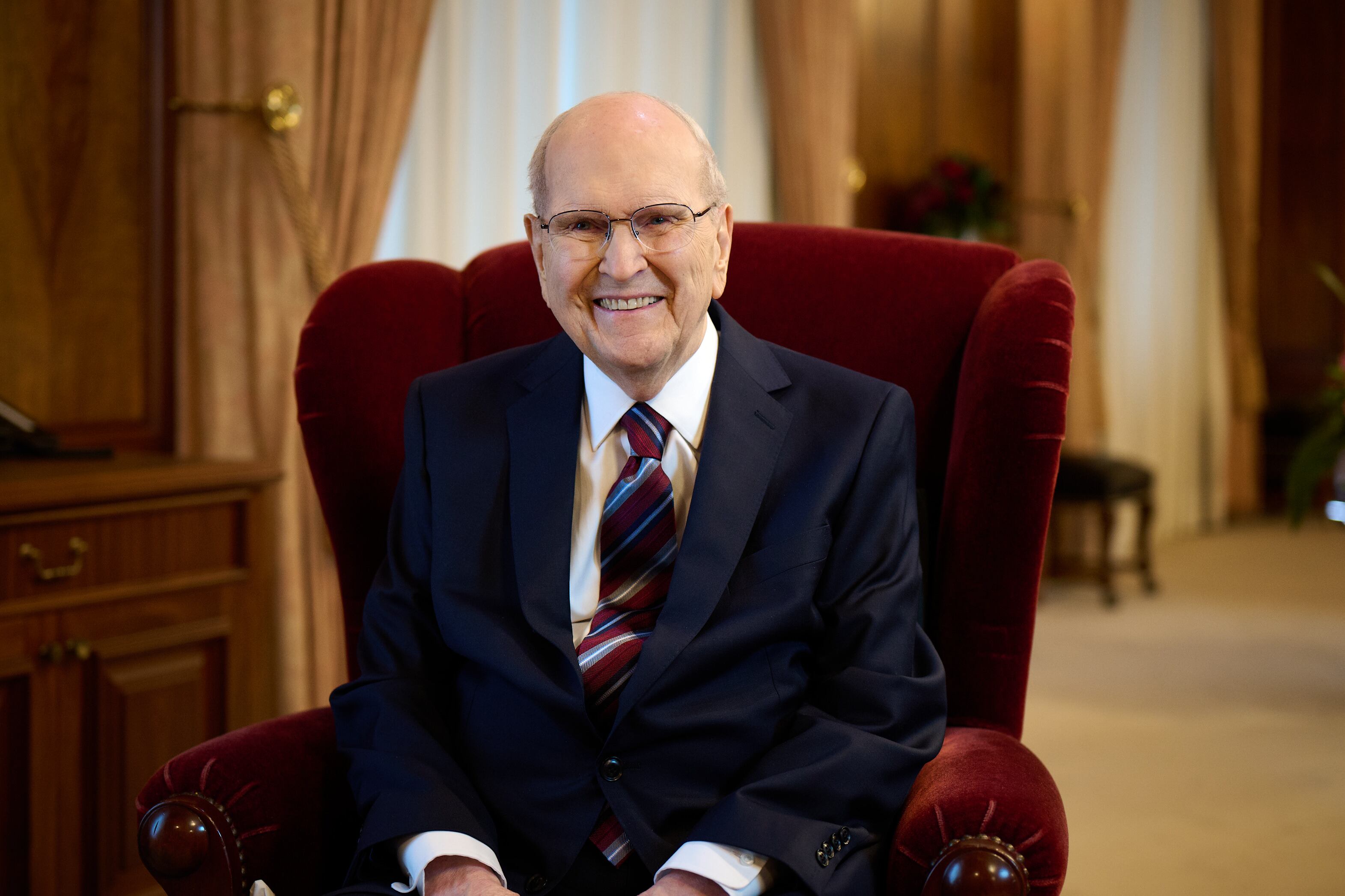 (The Church of Jesus Christ of Latter-day Saints) President Russell M. Nelson speaks in a recorded message at General Conference on Sunday afternoon, April 7, 2024. He will celebrate his 100th birthday on Sept. 9.