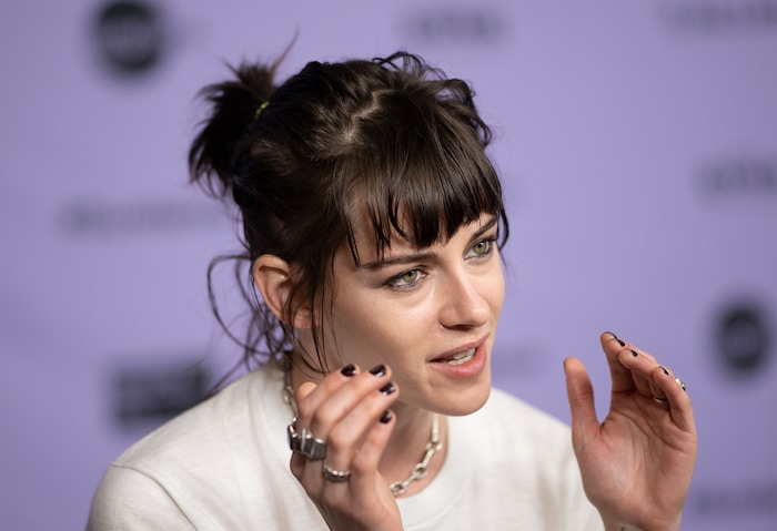 (Rick Egan | The Salt Lake Tribune)   Kristen Stewart, on the press line for the premiere of "Love Me" at the Eccles Theatre at the Sundance Film Festival, on Friday, Jan. 19, 2024.
