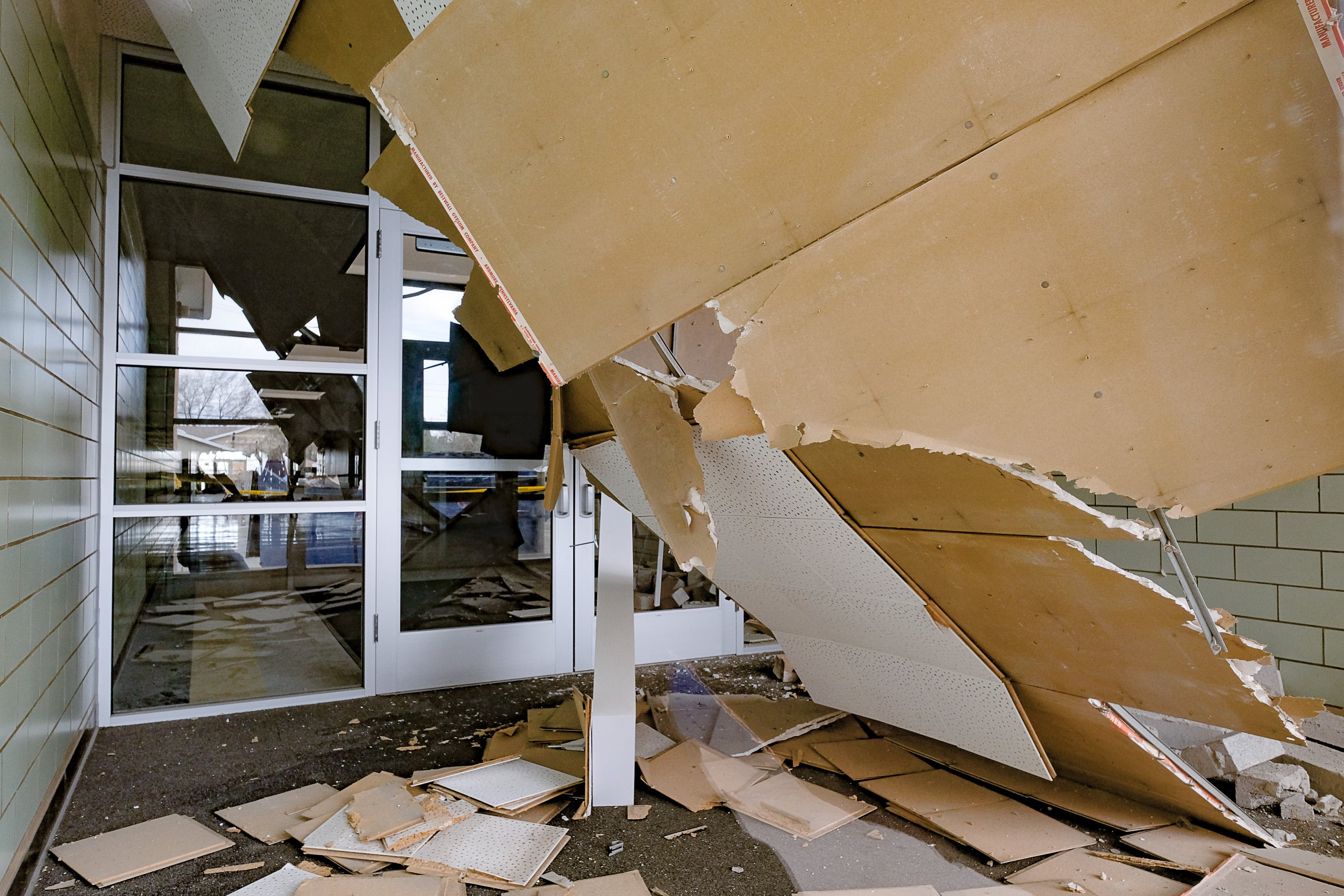 (Francisco Kjolseth | The Salt Lake Tribune) West Lake Jr. High at 3400 S. 3450 West in West Valley City as seen on Tuesday, March 31, 2020, after it sustained extensive damage from a March 18 earthquake.