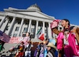 (Chris Samuels | The Salt Lake Tribune) Dancers with Oaxaca en Utah perform during a rally organized by the Party for Socialism and Liberation at the Capitol in Salt Lake City, Monday, Jan. 20, 2025.