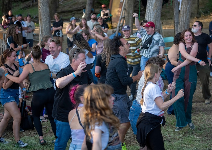 (Rick Egan | The Salt Lake Tribune)  Fans dance to Garon Brett, at the Fork Fest in American Fork, on Saturday, June 17, 2023.
