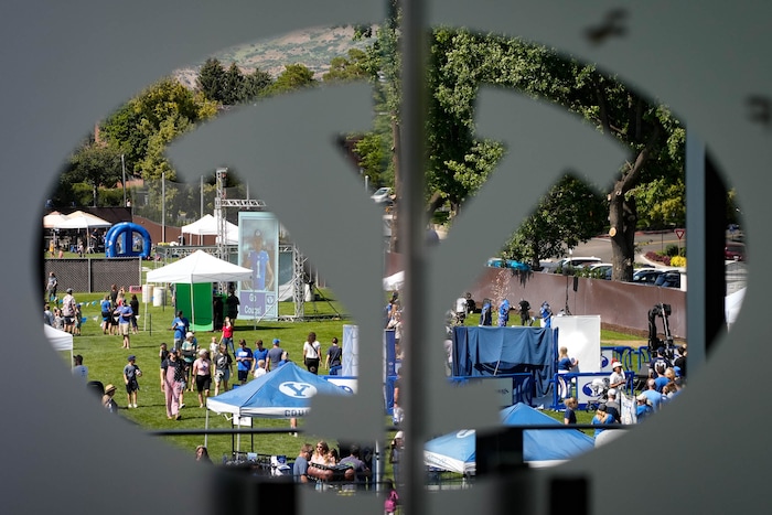 (Francisco Kjolseth | The Salt Lake Tribune) BYU celebrates their entrance into the Big 12 Conference with a big party featuring numerous activities on Saturday, July 1, 2023.