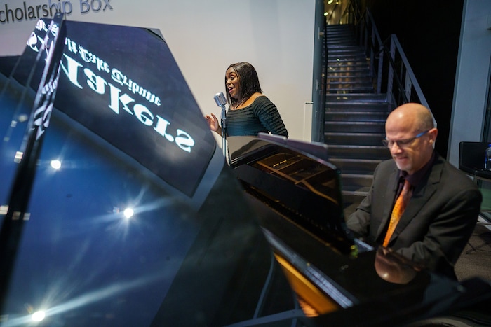 (Trent Nelson  |  The Salt Lake Tribune) Dee-Dee Darby-Duffin performs at the NewsMaker Awards in Salt Lake City on Thursday, Nov. 16, 2023.