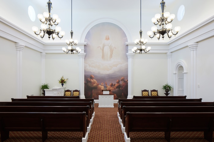 (The Church of Jesus Christ of Latter-day Saints) An ordinance room in the St. George Temple, released Wednesday, Sept. 5, 2023.