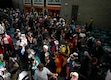 (Bethany Baker | Salt Lake Tribune) Attendees line up outside the grand ballroom for a panel during FanX at Salt Palace Convention Center in Salt Lake City on Saturday, Sept. 23, 2023. The 2024 SLC FanX convention takes place from Sept. 26-28.