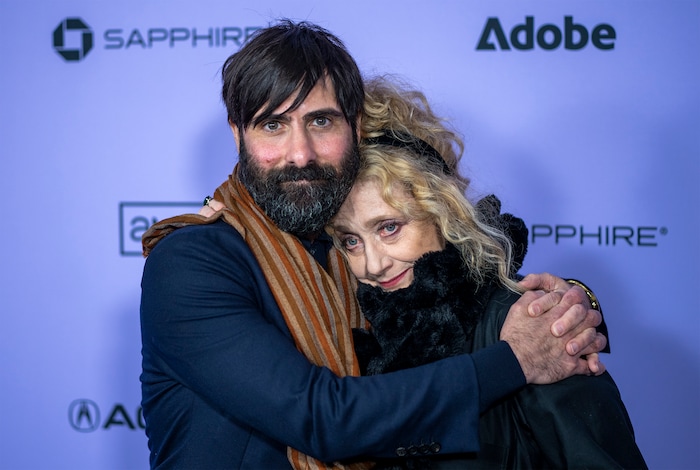 (Rick Egan | The Salt Lake Tribune)  Jason Schwartzman and Carol Kane, on the press line for the premiere of "Between the Temples" at the Library Center in Park City, at the Sundance Film Festival, on Friday, Jan. 19, 2024.
