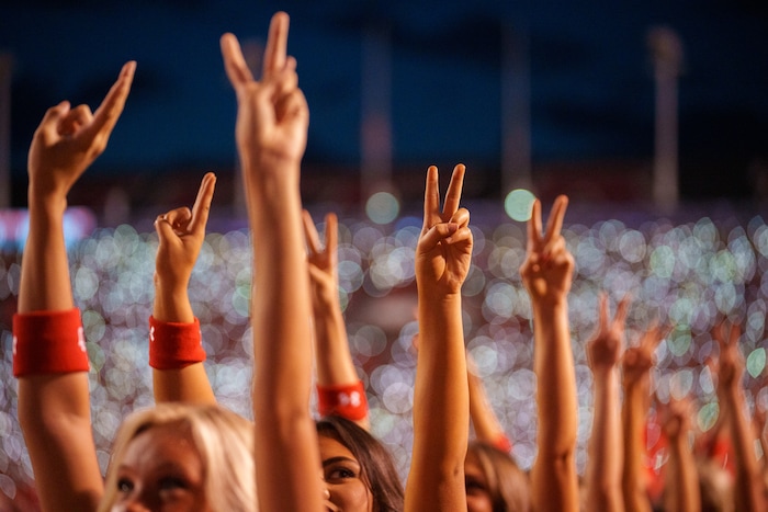 (Trent Nelson  |  The Salt Lake Tribune) The Moment of Loudness as the Utah Utes host the Florida Gators, NCAA football in Salt Lake City on Thursday, Aug. 31, 2023.