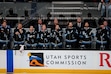 (Trent Nelson  |  The Salt Lake Tribune) Utah Hockey Club stands for a moment of silence honoring Johnny and Matthew Gaudreau before hosting the Los Angeles Kings, NHL pre-season hockey in Salt Lake City on Monday, Sept. 23, 2024.