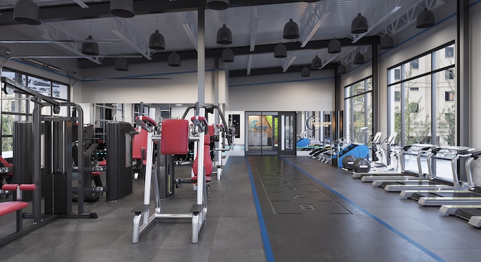 (CW Land Co.) A rendering of a gym, one of the amenities to be offered at theYARD, C.W. Urban's 8.58-acre build-to-rent development in Salt Lake City's Fairpark neighborhood.