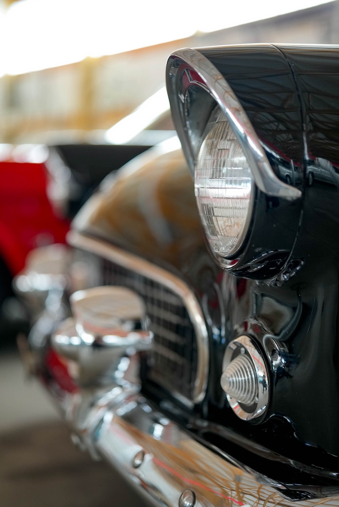 (Francisco Kjolseth  | The Salt Lake Tribune) The distinguished look of a 1955 Ford T-Bird is pictured at the Richard W. Erickson Foundation Power Show & Museum in Wallsburg, Utah on Tuesday, Aug. 6, 2024.