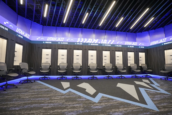 (Chris Samuels | The Salt Lake Tribune) The Utah Jazz locker room at the Delta Center, Friday, Nov. 1, 2024.