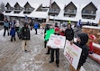 (Francisco Kjolseth  | The Salt Lake Tribune) Park City ski patrollers officially go on strike, citing unfair labor practices and marking the latest chapter in the union’s negotiations with Park City Mountain and its owner, Vail Resorts on Friday, Dec. 27, 2024.