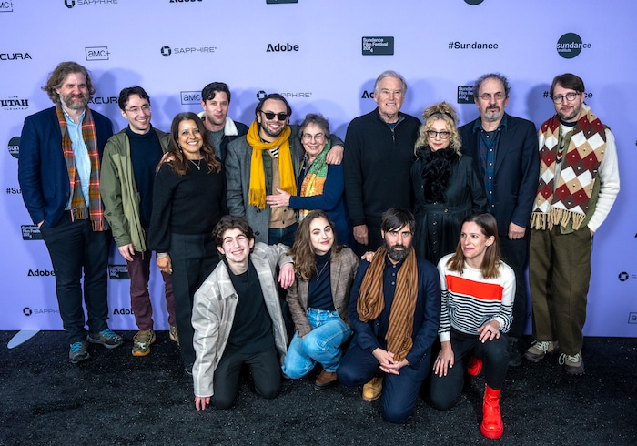 (Rick Egan | The Salt Lake Tribune)  The cast of "Between the Temples" at the Library Center in Park City, at the Sundance Film Festival, on Friday, Jan. 19, 2024.
