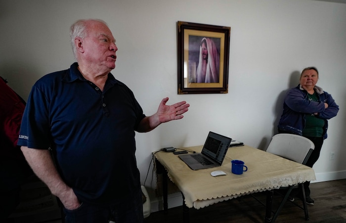 (Francisco Kjolseth  |  The Salt Lake Tribune) Larry and Jenny Jones talk about their 600 square foot “barndominium,” where they have built their home inside a barn at Riverbed Ranch, pictured Saturday, February. 17, 2024. 