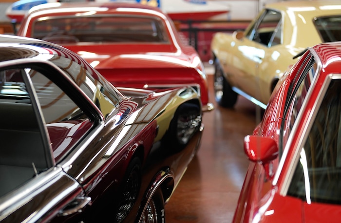 (Francisco Kjolseth  | The Salt Lake Tribune) Muscle cars at the Richard W. Erickson Foundation Power Show & Museum in Wallsburg, Utah on Tuesday, Aug. 6, 2024.