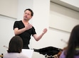 (Bethany Baker  |  The Salt Lake Tribune) Jared Oaks, music director for Ballet West, rehearses with the orchestra in Salt Lake City on Saturday, Oct. 19, 2024.