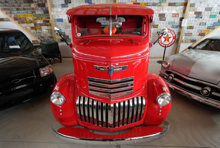 (Francisco Kjolseth  | The Salt Lake Tribune) A one of a kind highly customized 1950’s Chevrolet C.O.E (Cab Over Engine) is pictured at the Richard W. Erickson Foundation Power Show & Museum in Wallsburg, Utah on Tuesday, Aug. 6, 2024.