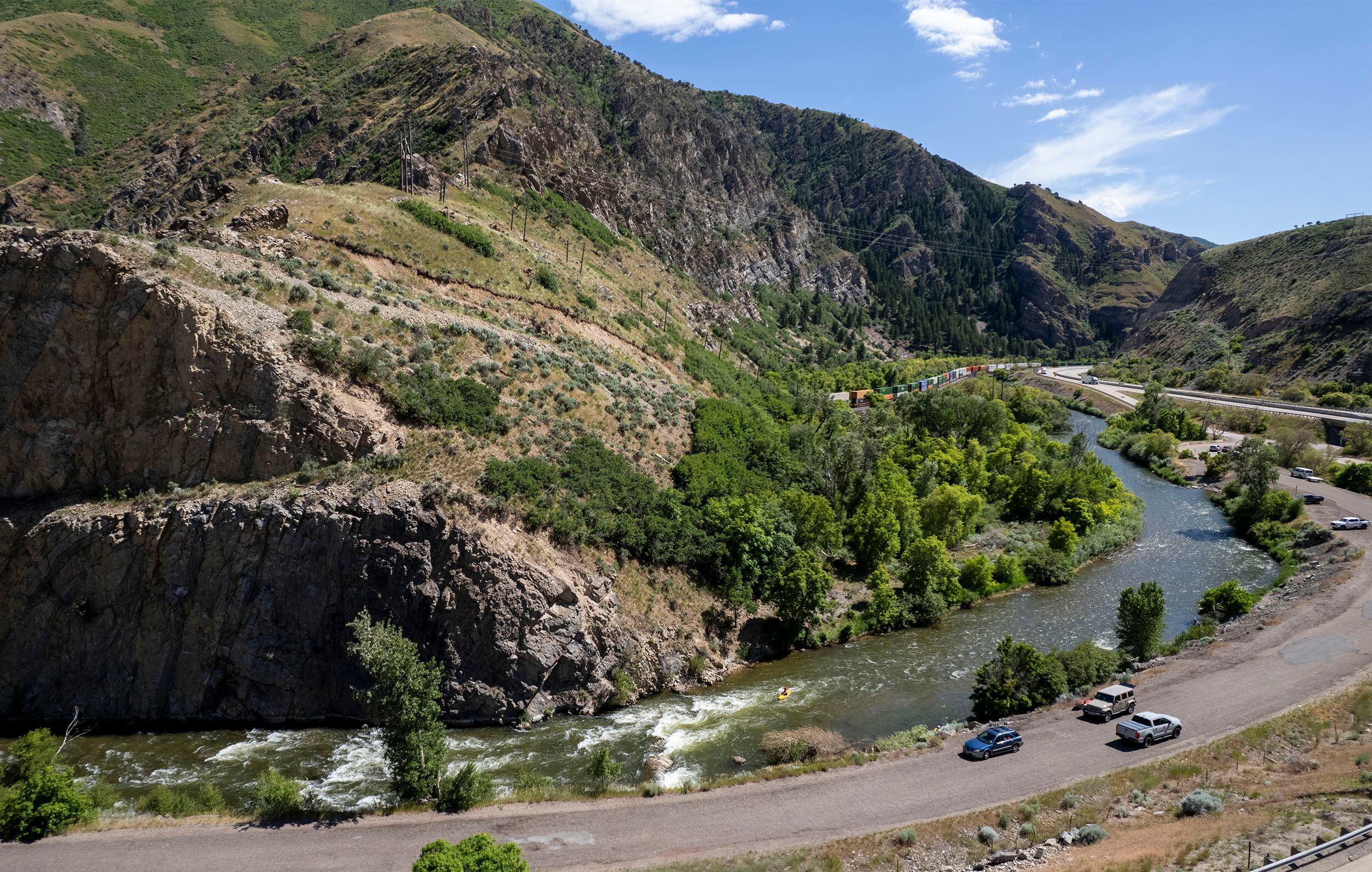 (Rick Egan | The Salt Lake Tribune) The Taggart takeout point of the Hen-Tag section of the Weber River, on Friday, June 21, 2024.

