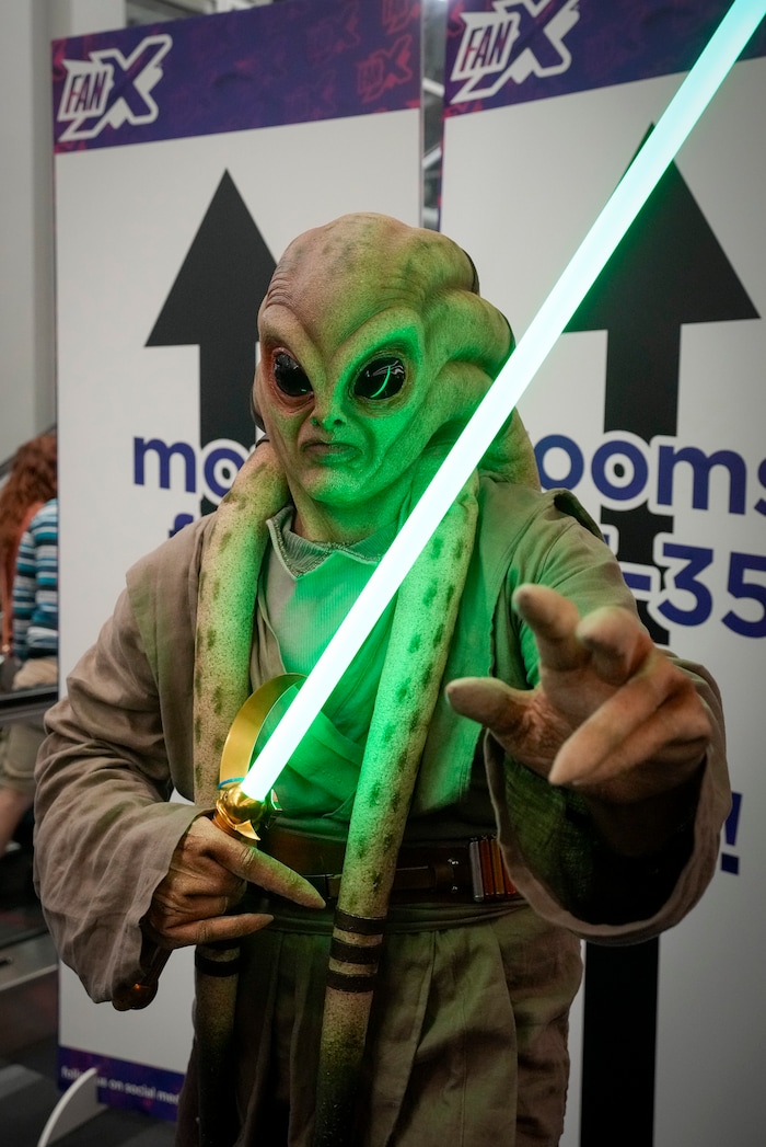 (Bethany Baker | Salt Lake Tribune) Carlos Trevizo, dressed as Kit Fisto in the Star Wars franchise, poses for a photo during FanX at Salt Palace Convention Center in Salt Lake City on Friday, Sept. 22, 2023.