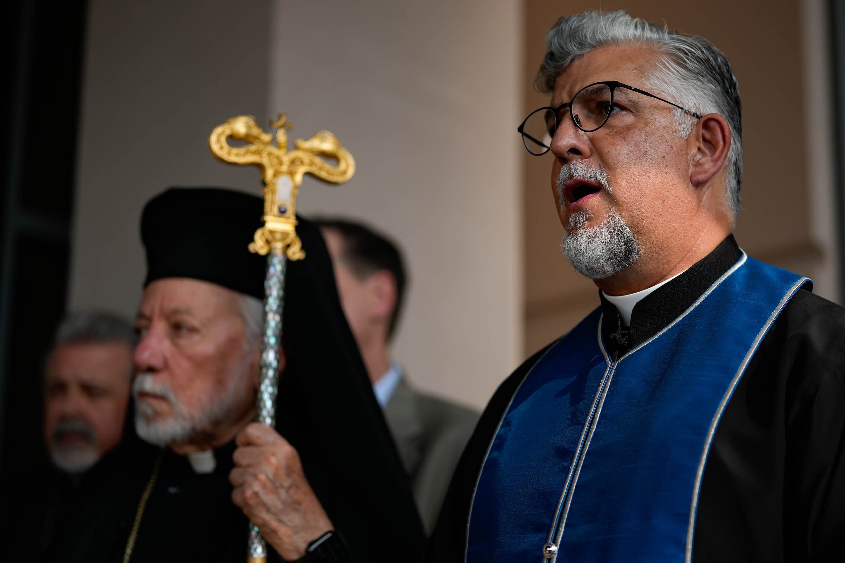 (Francisco Kjolseth | The Salt Lake Tribune) Father Anthony Savas of St. Anna Greek Orthodox Church in Sandy participates in opening ceremonies for his newly remodeled church on Saturday, July 13, 2024.