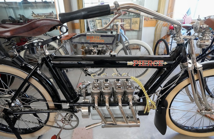 (Francisco Kjolseth  | The Salt Lake Tribune) A 1914 Harley Davidson 11K 61 CJ Twin, believed to be 1 of 10 in existence, is pictured at the Richard W. Erickson Foundation Power Show & Museum in Wallsburg, Utah on Tuesday, Aug. 6, 2024.