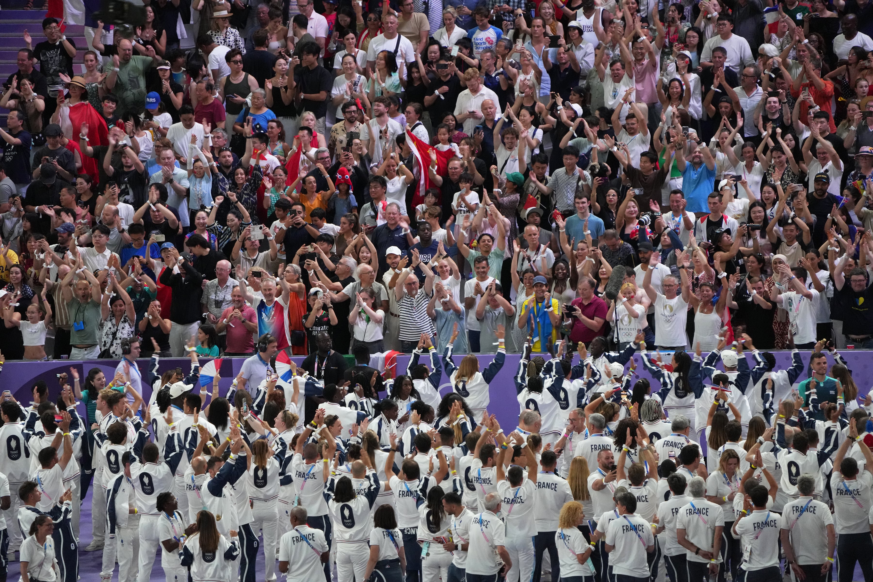 Team France during the closing ceremony of the 2024 Paris Summer Olympics at the Stade de France in Saint-Denis, France, on Sunday, Aug. 11, 2024. (Chang W. Lee/The New York Times)