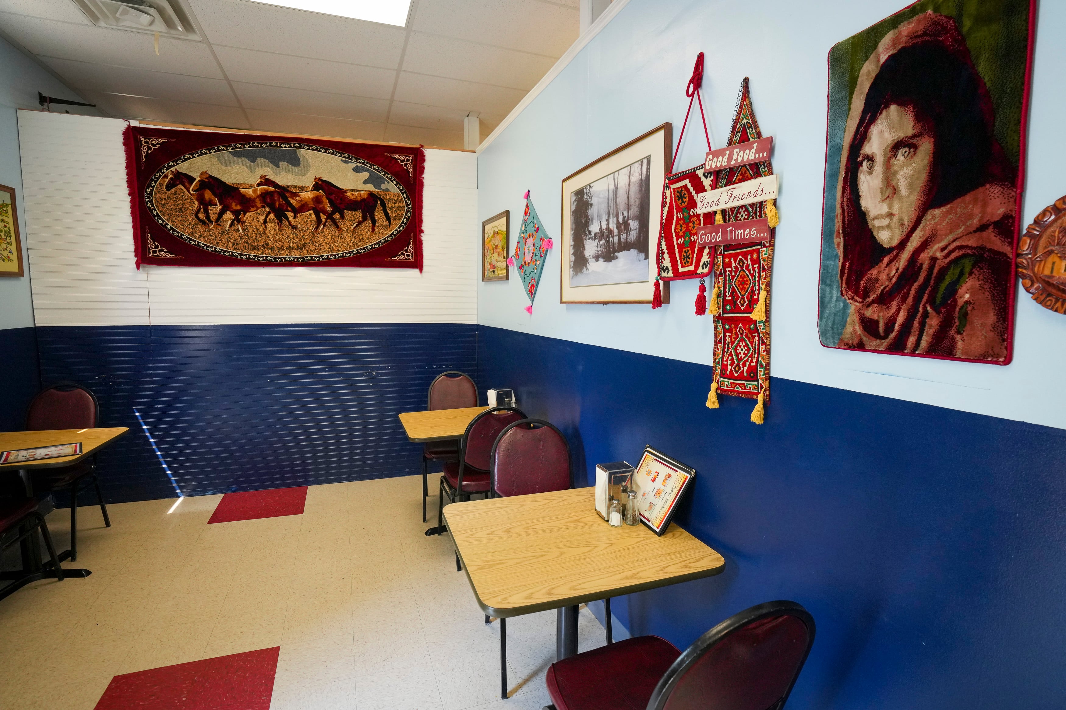 (Bethany Baker | The Salt Lake Tribune) Tables line the walls at Kabul Kitchen in West Valley City on Aug. 1, 2024.