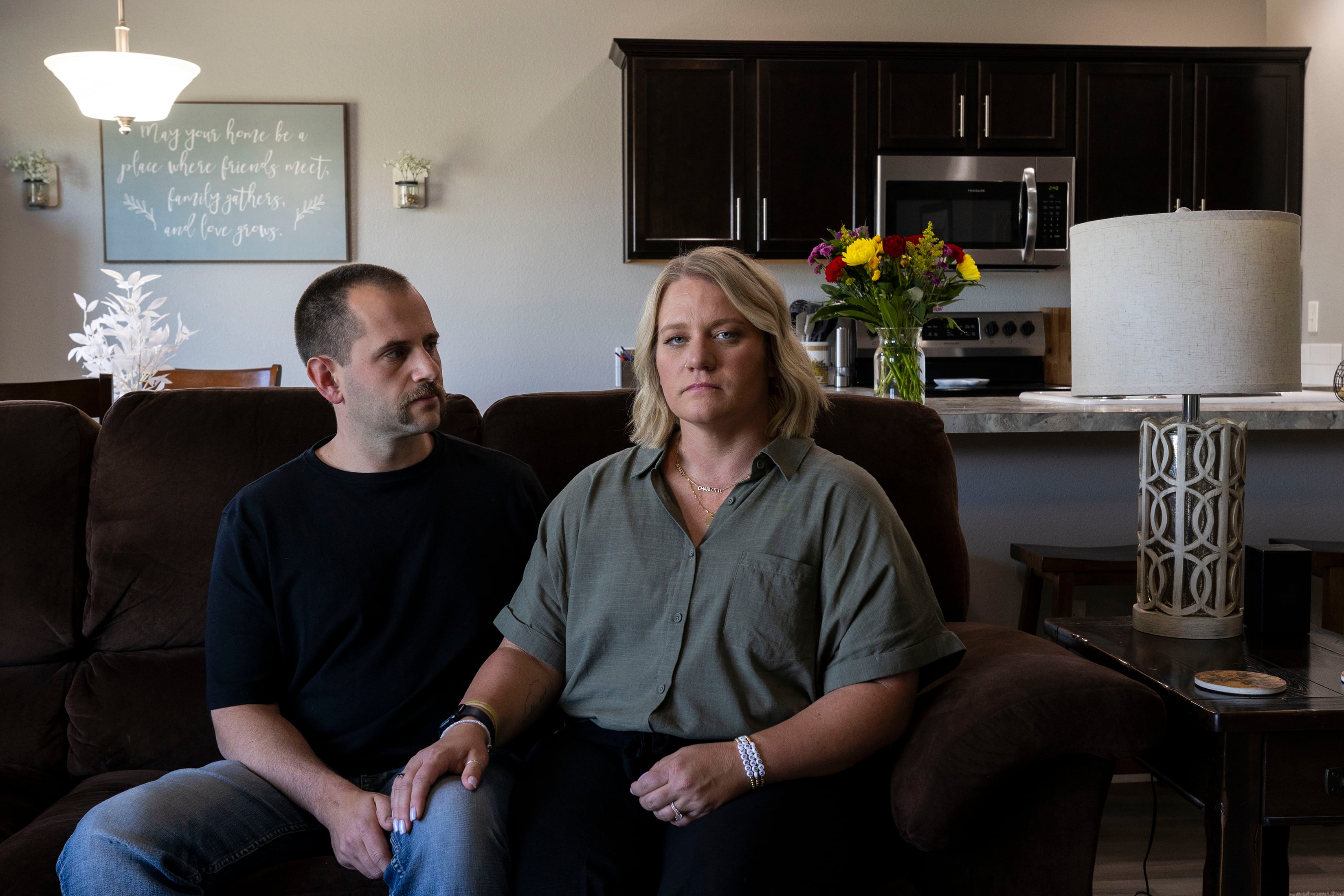 (Natalie Behring | The New York Times) Nicole Miller and her husband, Michael, in Meridian, Idaho, June 28, 2024.