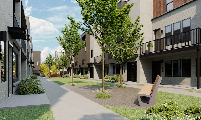 (CW Land Co.) A rendering of a pathway, one of the amenities to be offered at theYARD, C.W. Urban's 8.58-acre build-to-rent development in Salt Lake City's Fairpark neighborhood.