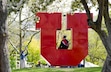 (Francisco Kjolseth  |  The Salt Lake Tribune) Students line up for graduation photos at the block U on the University of Utah campus on Thursday, May 2, 2024.