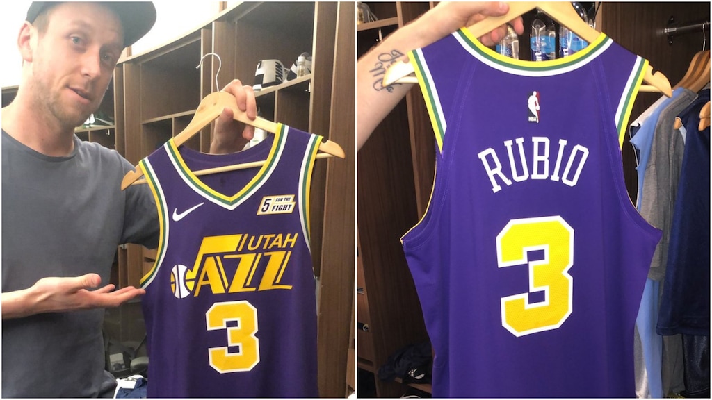 Ricky Rubio reveals purple and gold Jazz throwback jersey