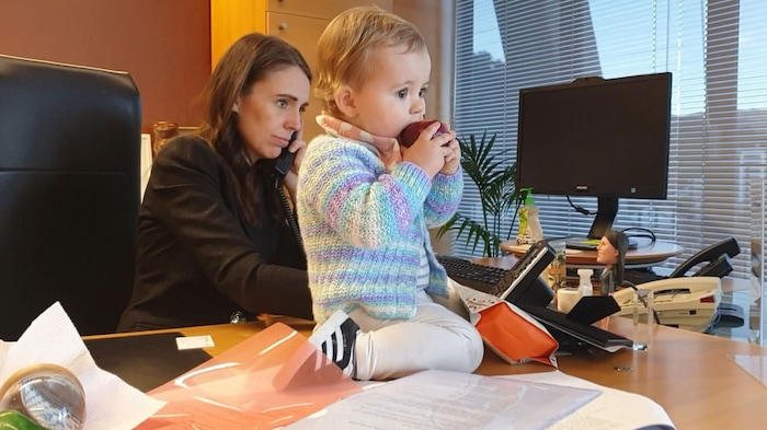 (Sundance Institute) Jacinda Ardern, the former prime minister of New Zealand, seen here with her daughter, Neve, is profiled in "Prime Minister," directed by Lindsay Utz and Michelle Walshe, an official selection of the 2025 Sundance Film Festival, in the World Cinema Documentary competition.