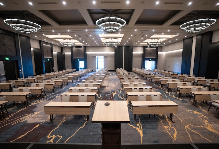 (Francisco Kjolseth  | The Salt Lake Tribune) The Jordanelle conference room at the Grand Hyatt Deer Valley, the first hotel of seven to be built in the Deer Valley East Village expansion, is pictured on Tuesday, Dec. 10, 2024.