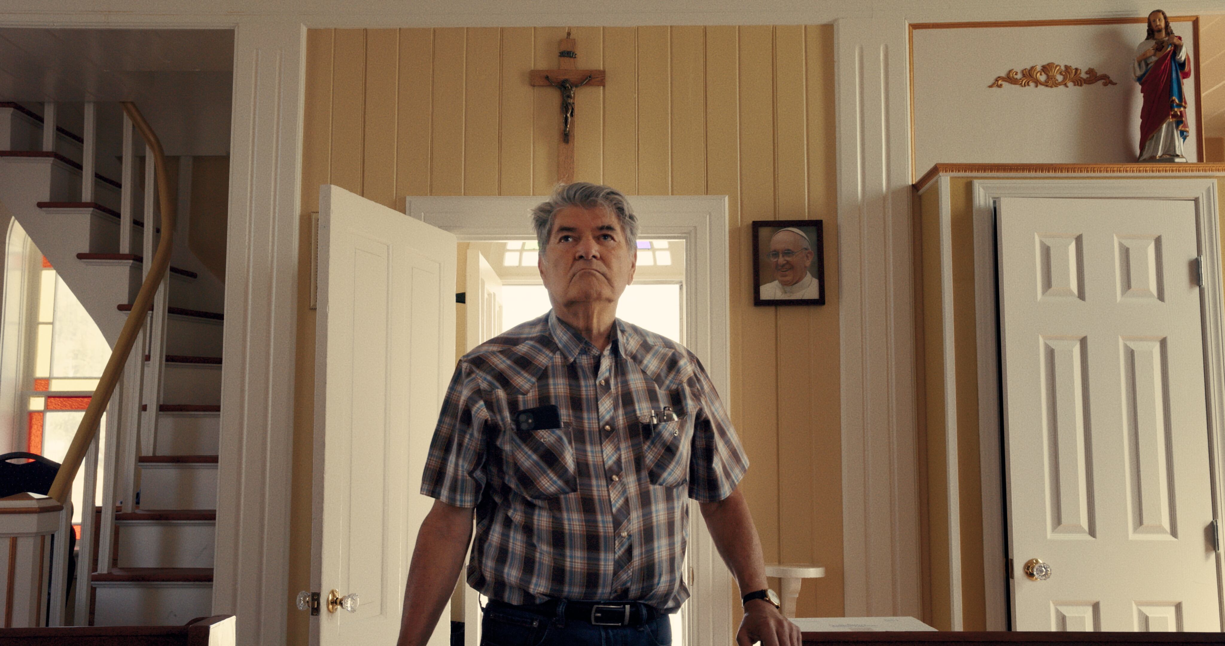 (Christopher LaMarca | National Geographic Documentary Films)
Rick Gilbert, former Chief of the Williams Lake First Nation, in the church on the Sugarcane Indian Reserve, in a moment from the documentary "Sugarcane."