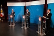 (Francisco Kjolseth  | The Salt Lake Tribune) Republican Utah Gov. Spencer Cox, who is running for reelection, debates Democratic challenger state Rep. Brian King and Libertarian opponent Robert Latham at Salt Lake Community College on Wednesday, Sept. 11, 2024.