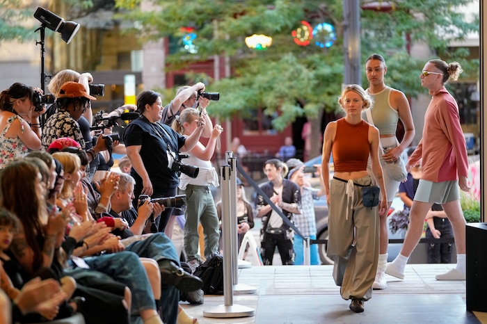 (Francisco Kjolseth | The Salt Lake Tribune) The work of local designer Hookchute is showcased at the Eccles Theater on Friday, July 21, 2023, for Main Street: A Fashion and Music Experience.