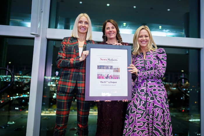 (Trent Nelson  |  The Salt Lake Tribune) Emily Bell McCormick, Mary Catherine Perry and Kristin Andrus of The Policy Project at the NewsMaker Awards  in Salt Lake City on Thursday, Nov. 16, 2023.