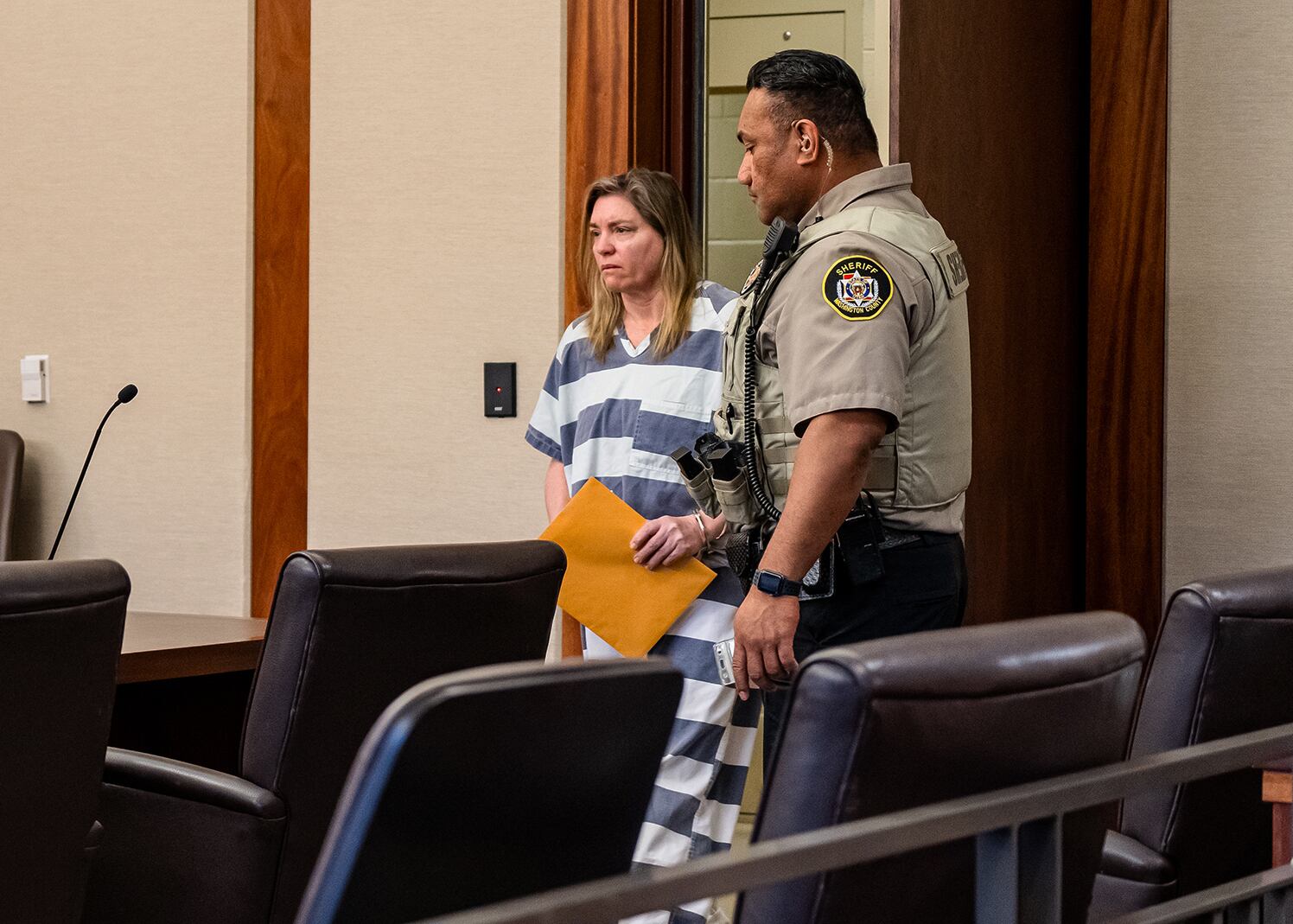(Sheldon Demke | Pool) Therapist-turned-life-coach Jodi Hildebrandt appears in court earlier this year for a sentencing hearing after she was convicted of abusing two children.