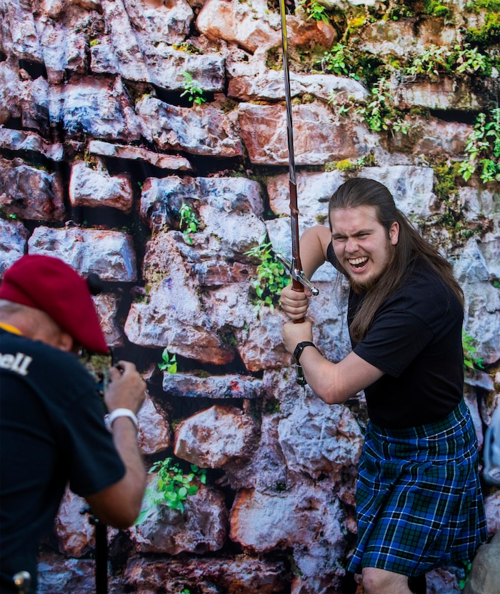 (Rick Egan | The Salt Lake Tribune)  Ethan Cornel poses for a photo, during the Utah Scottish Festival, at the Utah State Fairpark, on Friday, June 16, 2023.
