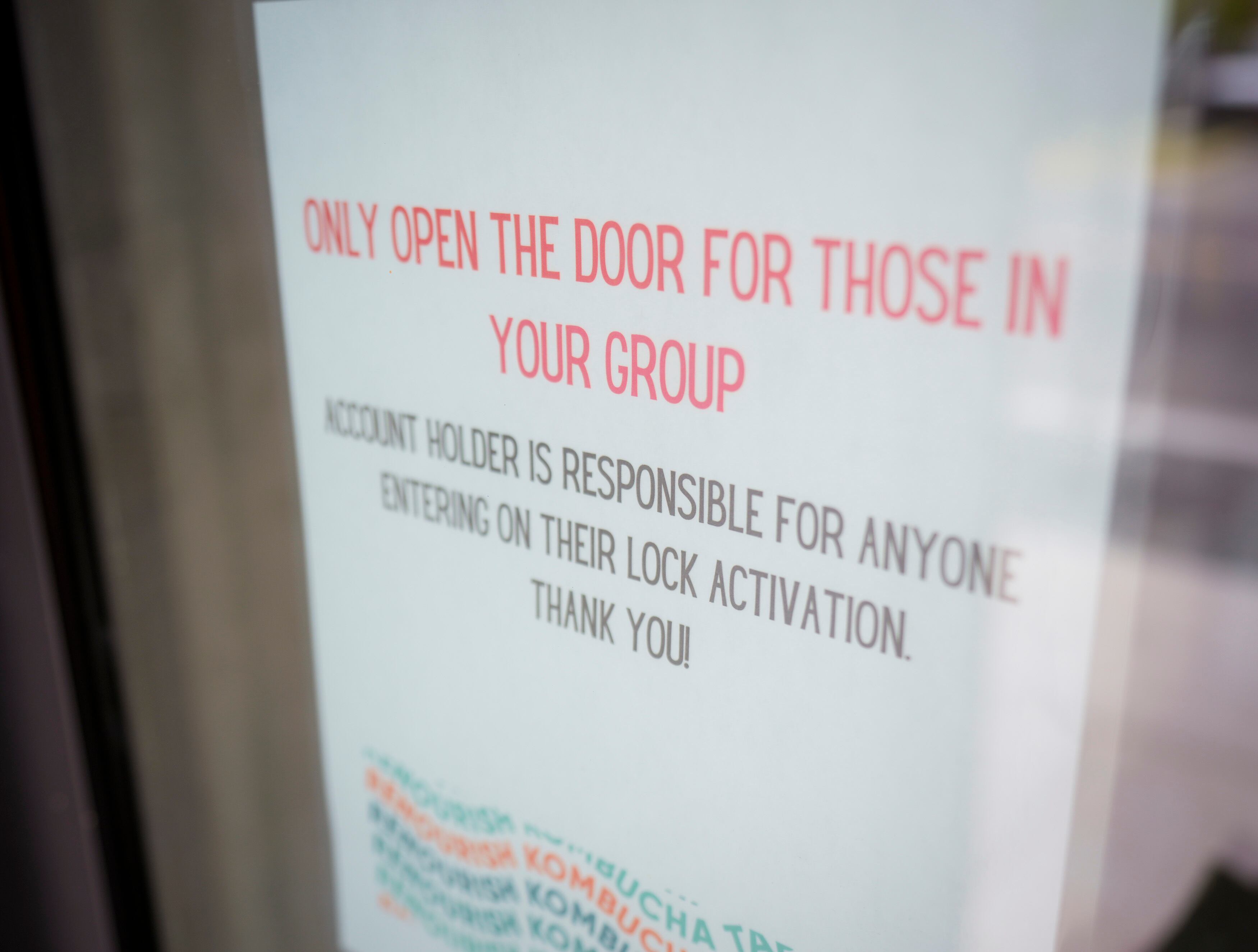 (Bethany Baker | The Salt Lake Tribune) A sign informs patrons of the unique entry responsibilities for customers at Renourish Taproom, a kombucha taproom that recently adopted a "staffless" business model, in Salt Lake City on Wednesday, June 12, 2024.